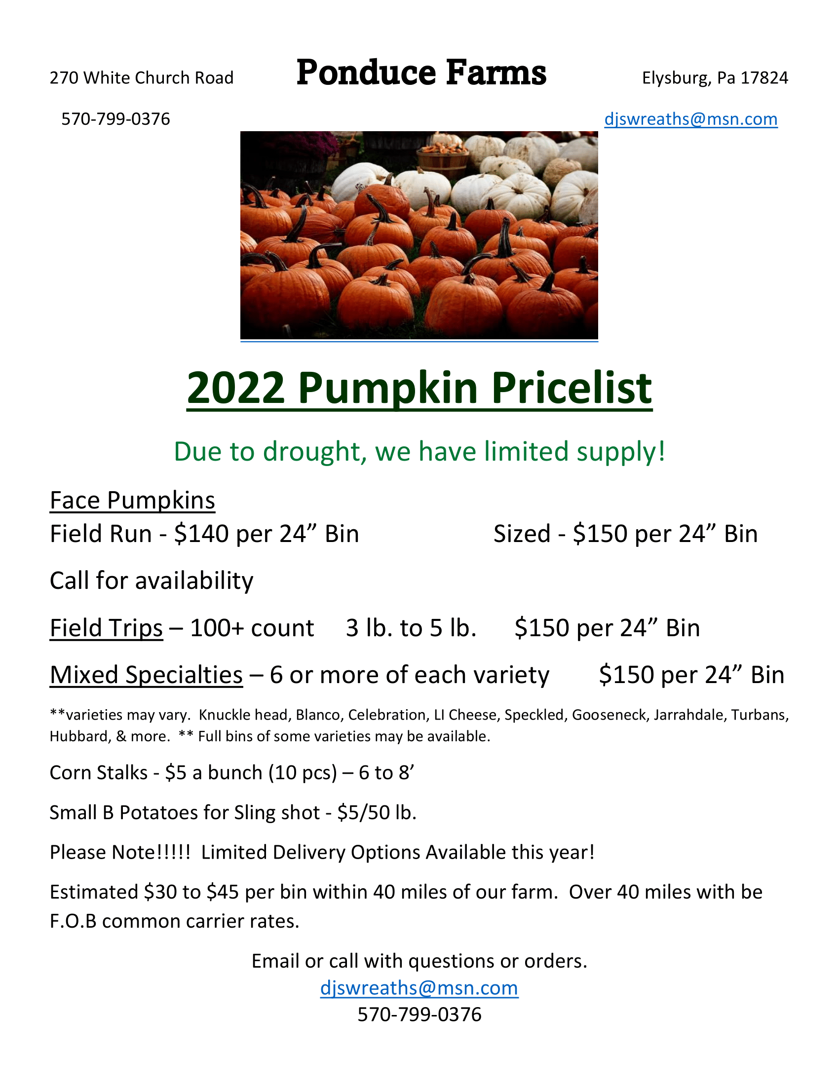 ponduce farms wholesale pumpkins